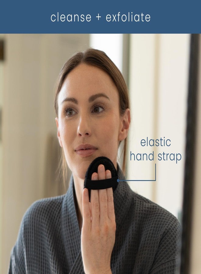 S&T INC. Face Scrubber, Dual-Sided Face Exfoliator with Elastic Strap, Facial Cleansing Pads and Makeup Remover, 3.3 Inch Diameter, 6 Pack, Black and Taupe - Image 3